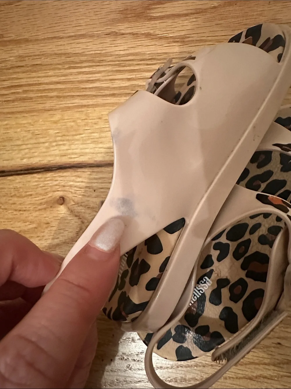 Mini Melissa Girls Beige Sandals with Leopard-Print Insole